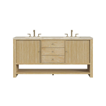 James Martin - Marigot 72" Double Vanity, Sunwashed Oak, w/ 3 CM Tajnar Eclos Top w/FreePower Wireless Charger - D404-V72-SWO-FTJR view 1