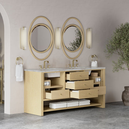 James Martin - Marigot 72" Double Vanity, Sunwashed Oak w/ 3 CM Victorian Silver Silestone Top - D404-V72-SWO-3VSL view 5
