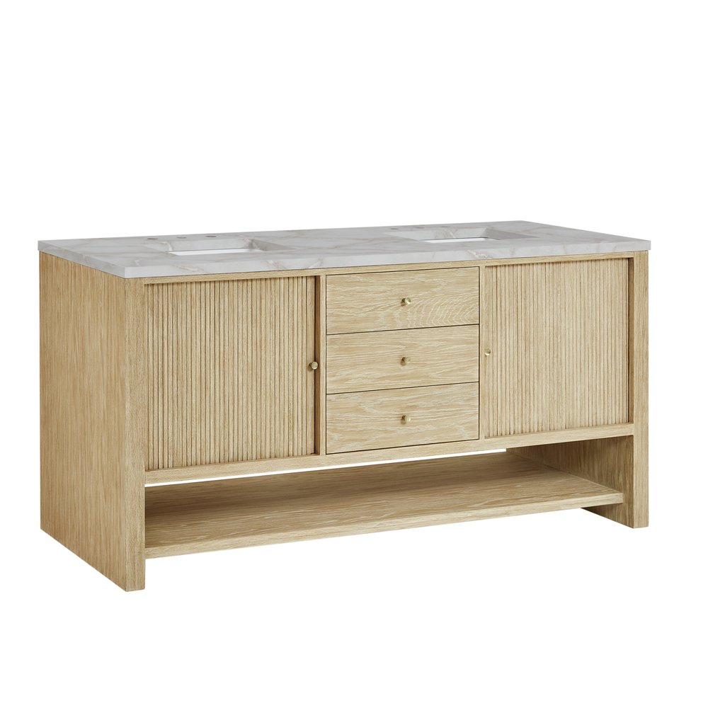 James Martin - Marigot 72" Double Vanity, Sunwashed Oak w/ 3 CM Victorian Silver Silestone Top - D404-V72-SWO-3VSL view 11
