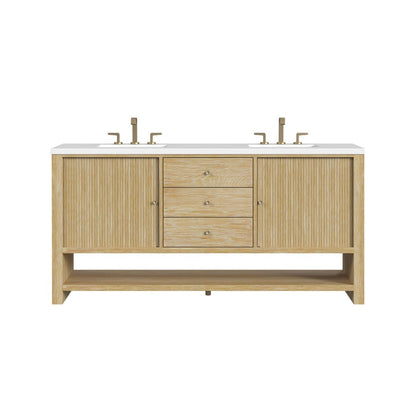 James Martin - Marigot 72" Double Vanity, Sunwashed Oak w/ 3 CM White Zeus Silestone Top - D404-V72-SWO-3WZ view 1