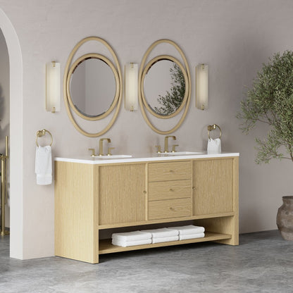 James Martin - Marigot 72" Double Vanity, Sunwashed Oak w/ 3 CM White Zeus Silestone Top - D404-V72-SWO-3WZ view 4
