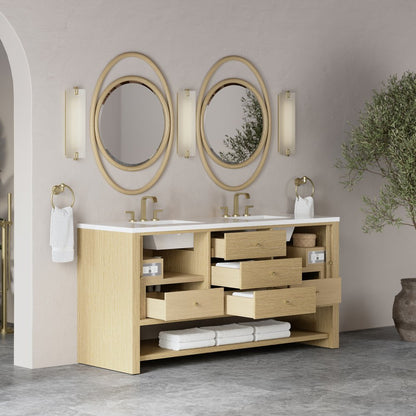 James Martin - Marigot 72" Double Vanity, Sunwashed Oak w/ 3 CM White Zeus Silestone Top - D404-V72-SWO-3WZ view 5