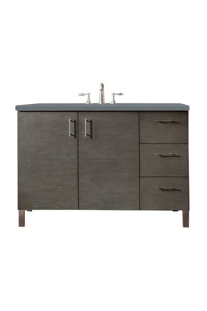 James Martin - Metropolitan 48" Single Vanity, Silver Oak w/ 3 CM Cala Blue Silestone Top - 850-V48-SOK-3CBL view 1