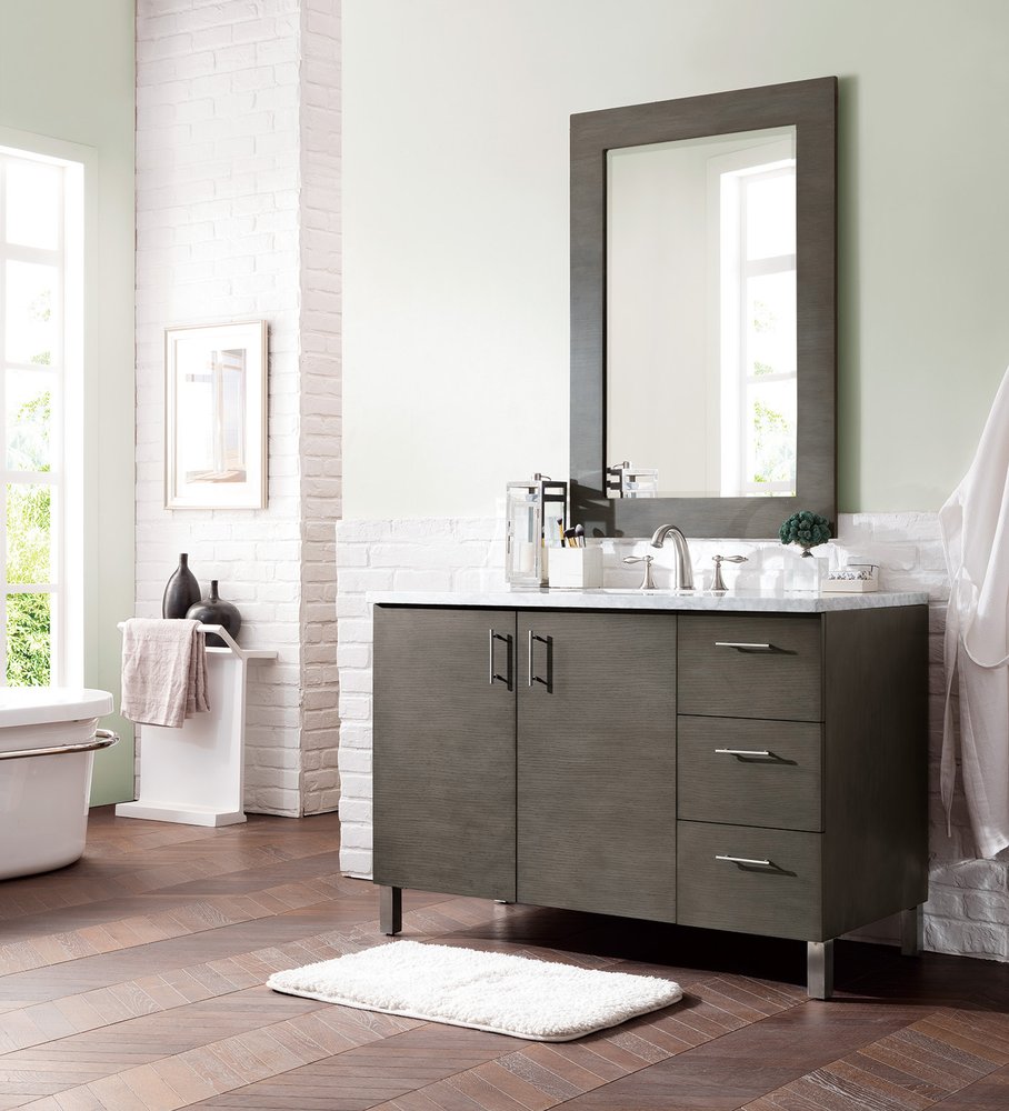 James Martin - Metropolitan 48" Single Vanity, Silver Oak w/ 3 CM Carrara Marble Top - 850-V48-SOK-3CAR view 3