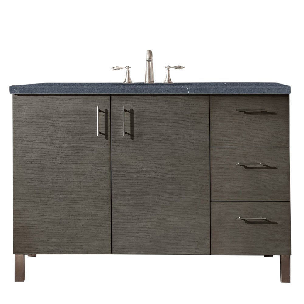 James Martin - Metropolitan 48" Single Vanity, Silver Oak w/ 3 CM Charcoal Soapstone Silestone Top - 850-V48-SOK-3CSP view 1