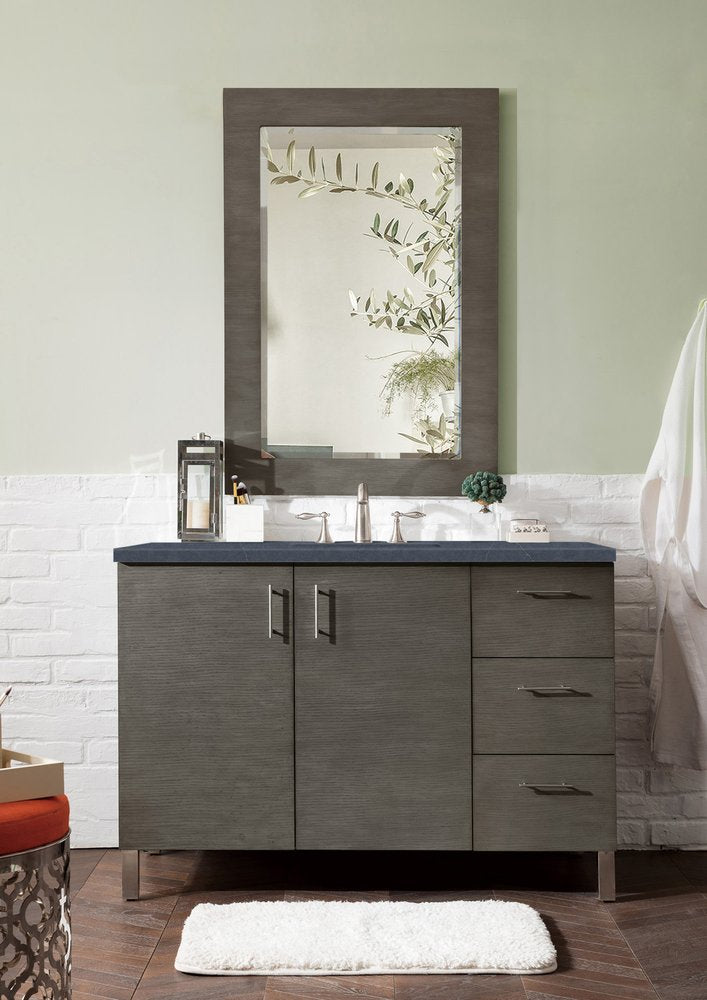 James Martin - Metropolitan 48" Single Vanity, Silver Oak w/ 3 CM Charcoal Soapstone Silestone Top - 850-V48-SOK-3CSP view 2