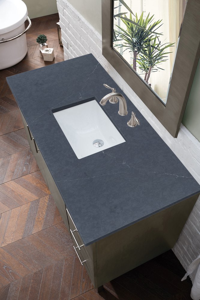 James Martin - Metropolitan 48" Single Vanity, Silver Oak w/ 3 CM Charcoal Soapstone Silestone Top - 850-V48-SOK-3CSP view 3
