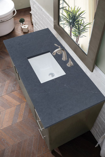James Martin - Metropolitan 48" Single Vanity, Silver Oak w/ 3 CM Charcoal Soapstone Silestone Top - 850-V48-SOK-3CSP view 3