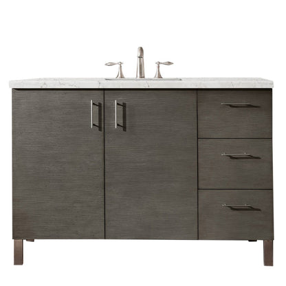 James Martin - Metropolitan 48" Single Vanity, Silver Oak w/ 3 CM Eternal Jasmine Pearl Silestone Top - 850-V48-SOK-3EJP view 1