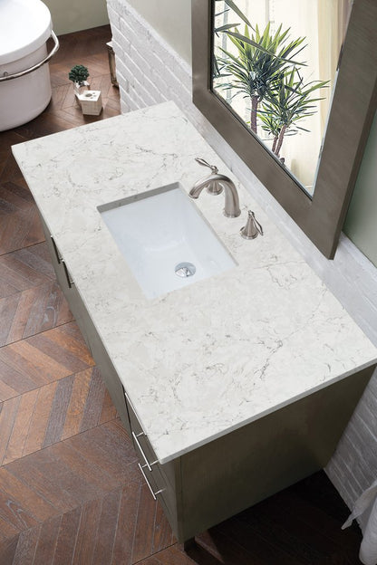 James Martin - Metropolitan 48" Single Vanity, Silver Oak w/ 3 CM Eternal Jasmine Pearl Silestone Top - 850-V48-SOK-3EJP view 3