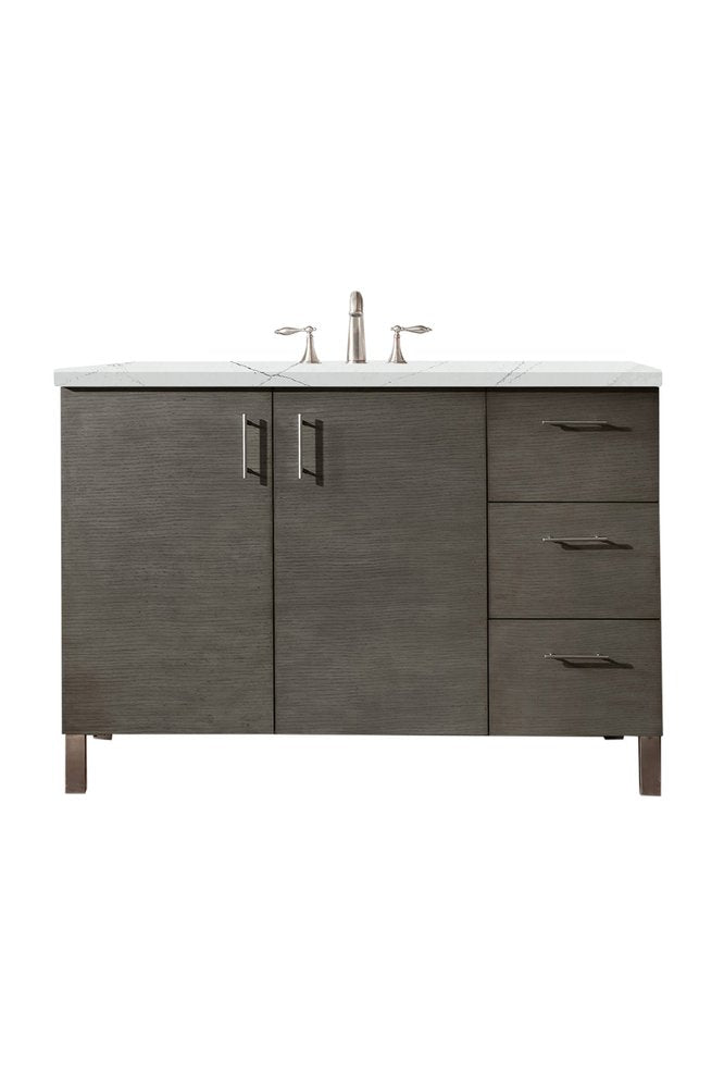 James Martin - Metropolitan 48" Single Vanity, Silver Oak w/ 3 CM Ethereal Noctis Silestone Top - 850-V48-SOK-3ENC view 1