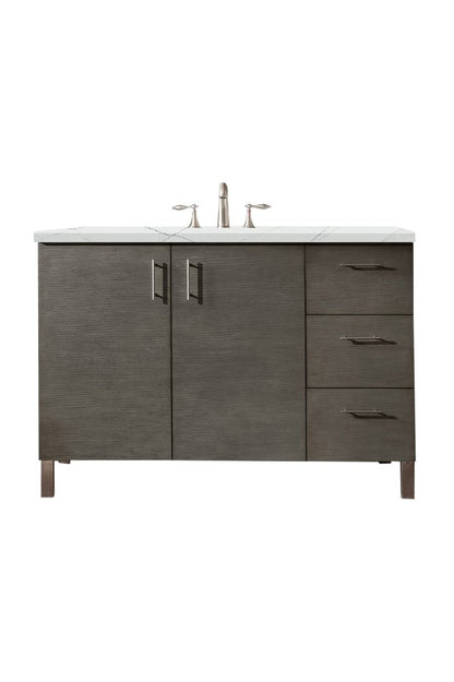 James Martin - Metropolitan 48" Single Vanity, Silver Oak w/ 3 CM Ethereal Noctis Silestone Top - 850-V48-SOK-3ENC view 1