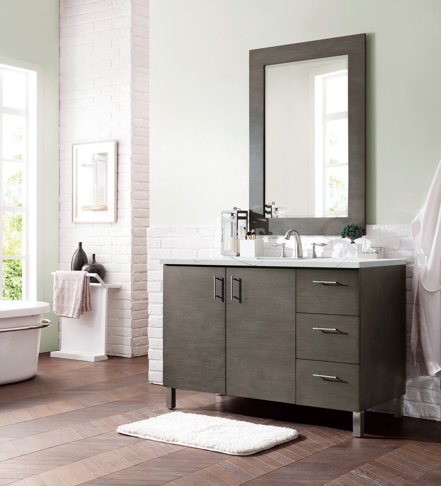 James Martin - Metropolitan 48" Single Vanity, Silver Oak w/ 3 CM Ethereal Noctis Silestone Top - 850-V48-SOK-3ENC view 3