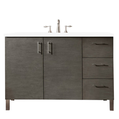 James Martin - Metropolitan 48" Single Vanity, Silver Oak w/ 3 CM White Zeus Silestone Top - 850-V48-SOK-3WZ view 1