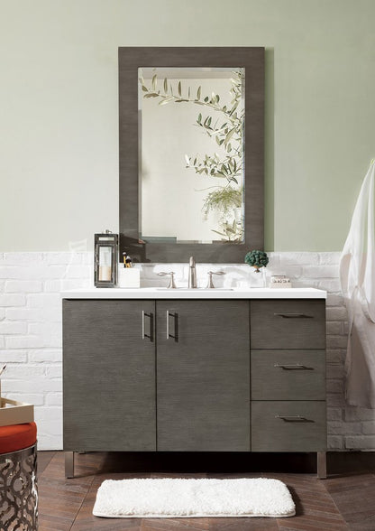 James Martin - Metropolitan 48" Single Vanity, Silver Oak w/ 3 CM White Zeus Silestone Top - 850-V48-SOK-3WZ view 2