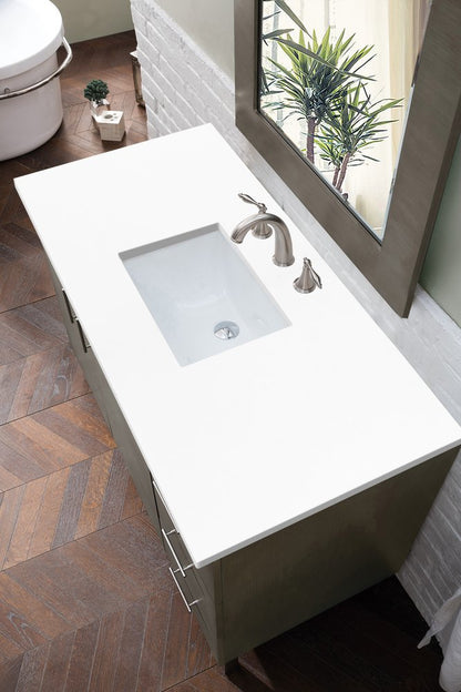 James Martin - Metropolitan 48" Single Vanity, Silver Oak w/ 3 CM White Zeus Silestone Top - 850-V48-SOK-3WZ view 3
