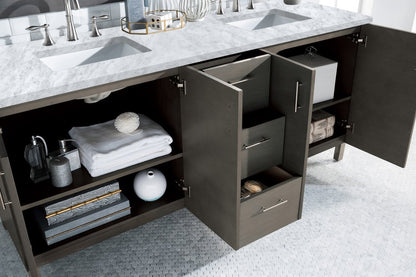 James Martin - Metropolitan 72" Double Vanity, Silver Oak w/ 3 CM Carrara Marble Top - 850-V72-SOK-3CAR view 4