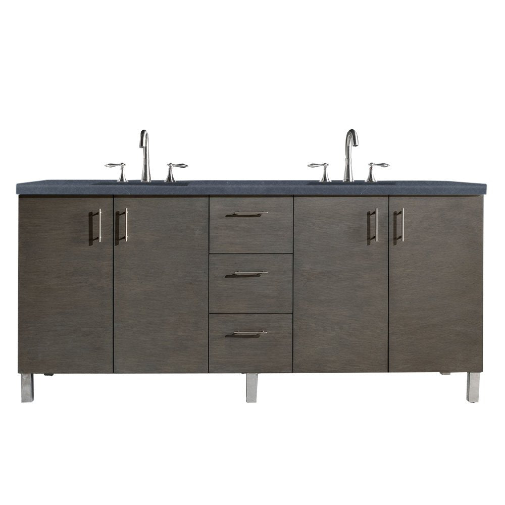 James Martin - Metropolitan 72" Double Vanity, Silver Oak w/ 3 CM Charcoal Soapstone Silestone Top - 850-V72-SOK-3CSP view 1