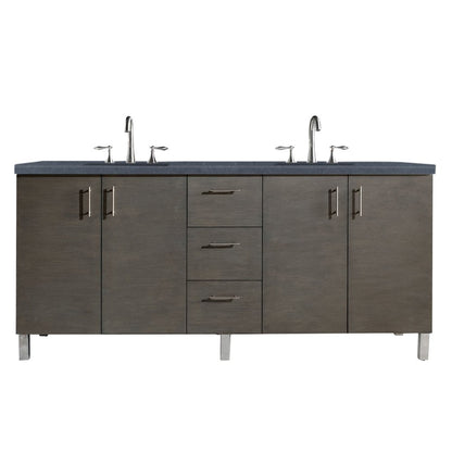 James Martin - Metropolitan 72" Double Vanity, Silver Oak w/ 3 CM Charcoal Soapstone Silestone Top - 850-V72-SOK-3CSP view 1