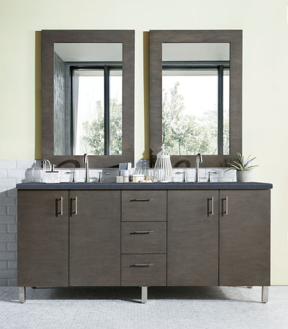 James Martin - Metropolitan 72" Double Vanity, Silver Oak w/ 3 CM Charcoal Soapstone Silestone Top - 850-V72-SOK-3CSP view 2