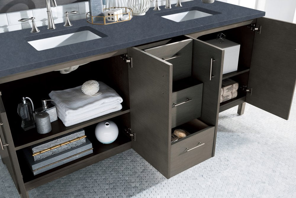 James Martin - Metropolitan 72" Double Vanity, Silver Oak w/ 3 CM Charcoal Soapstone Silestone Top - 850-V72-SOK-3CSP view 4