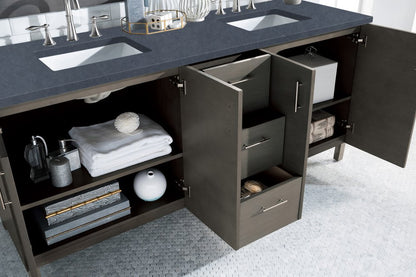 James Martin - Metropolitan 72" Double Vanity, Silver Oak w/ 3 CM Charcoal Soapstone Silestone Top - 850-V72-SOK-3CSP view 4