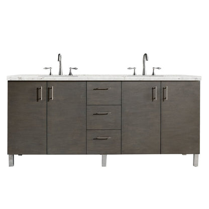 James Martin - Metropolitan 72" Double Vanity, Silver Oak w/ 3 CM Eternal Jasmine Pearl Silestone Top - 850-V72-SOK-3EJP view 1
