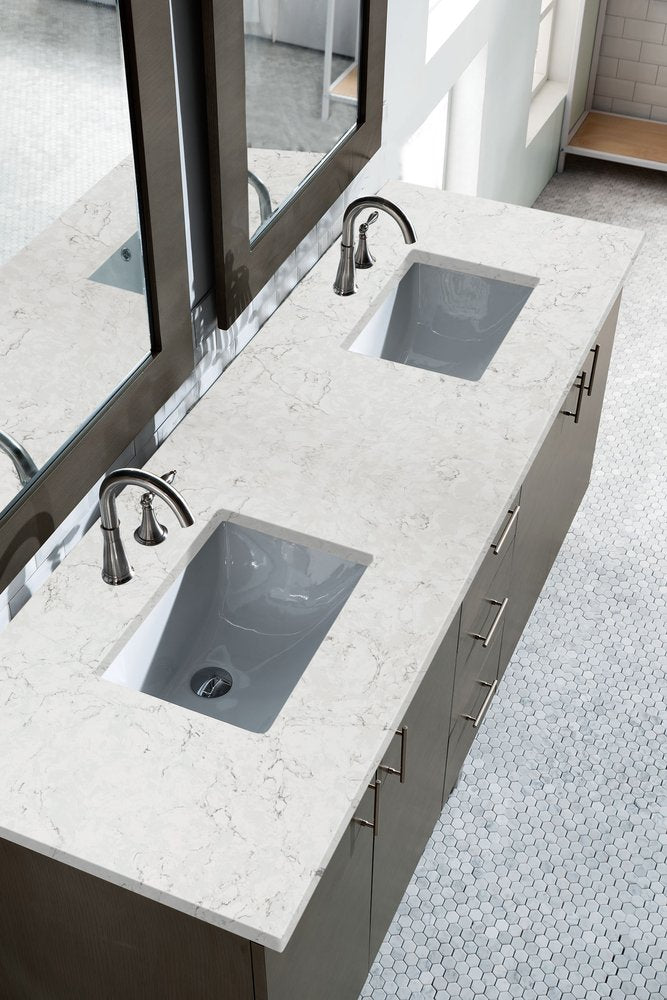 James Martin - Metropolitan 72" Double Vanity, Silver Oak w/ 3 CM Eternal Jasmine Pearl Silestone Top - 850-V72-SOK-3EJP view 3