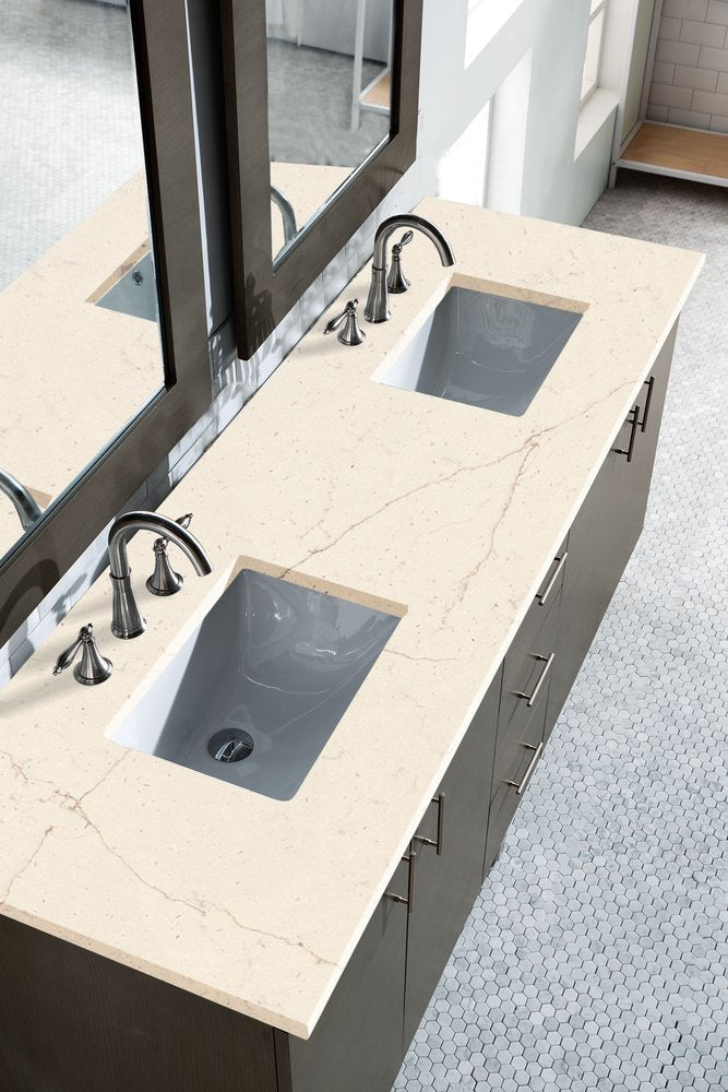 James Martin - Metropolitan 72" Double Vanity, Silver Oak w/ 3 CM Eternal Marfil Silestone Top - 850-V72-SOK-3EMR view 3