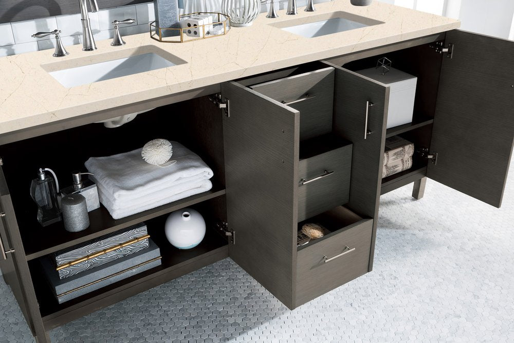 James Martin - Metropolitan 72" Double Vanity, Silver Oak w/ 3 CM Eternal Marfil Silestone Top - 850-V72-SOK-3EMR view 4