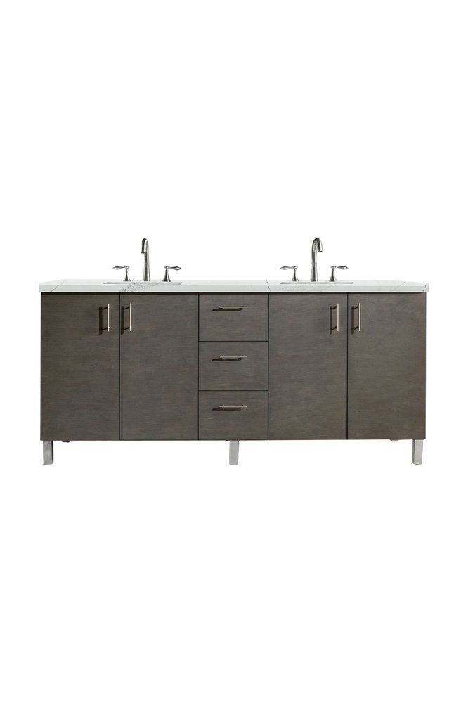 James Martin - Metropolitan 72" Double Vanity, Silver Oak w/ 3 CM Ethereal Noctis Silestone Top - 850-V72-SOK-3ENC view 1