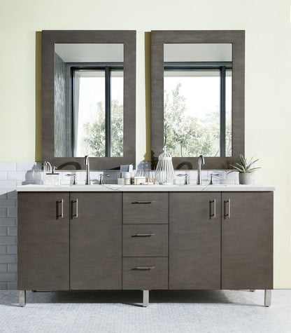 James Martin - Metropolitan 72" Double Vanity, Silver Oak w/ 3 CM Ethereal Noctis Silestone Top - 850-V72-SOK-3ENC view 2