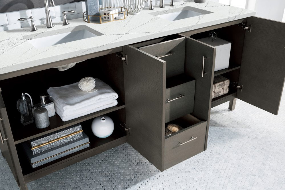 James Martin - Metropolitan 72" Double Vanity, Silver Oak w/ 3 CM Ethereal Noctis Silestone Top - 850-V72-SOK-3ENC view 4