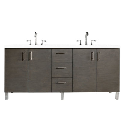 James Martin - Metropolitan 72" Double Vanity, Silver Oak w/ 3 CM White Zeus Silestone Top - 850-V72-SOK-3WZ view 1