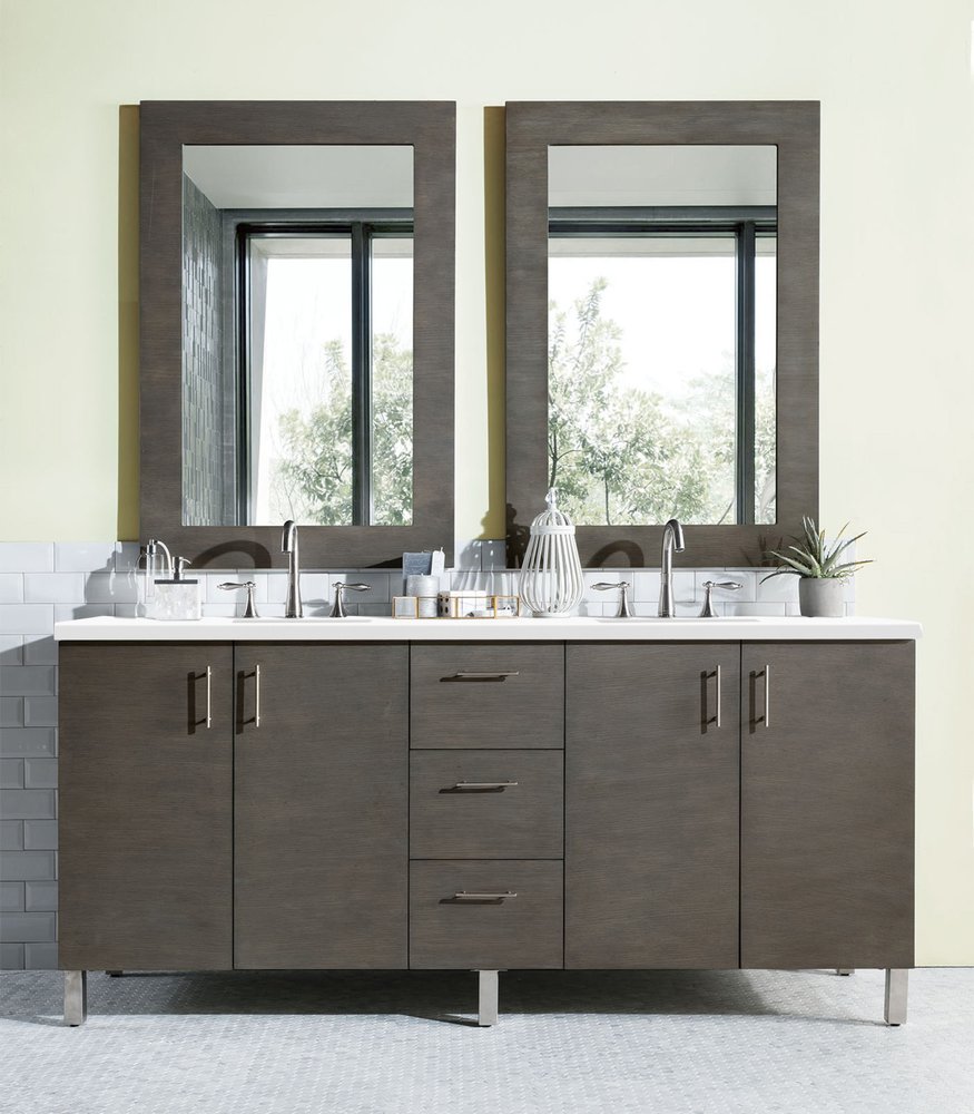 James Martin - Metropolitan 72" Double Vanity, Silver Oak w/ 3 CM White Zeus Silestone Top - 850-V72-SOK-3WZ view 2