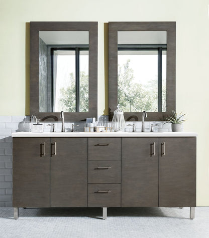 James Martin - Metropolitan 72" Double Vanity, Silver Oak w/ 3 CM White Zeus Silestone Top - 850-V72-SOK-3WZ view 2