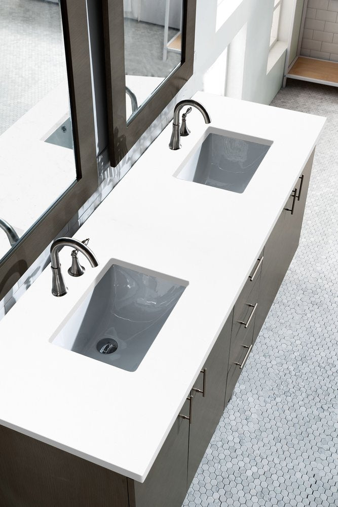 James Martin - Metropolitan 72" Double Vanity, Silver Oak w/ 3 CM White Zeus Silestone Top - 850-V72-SOK-3WZ view 3