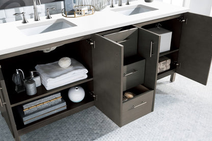 James Martin - Metropolitan 72" Double Vanity, Silver Oak w/ 3 CM White Zeus Silestone Top - 850-V72-SOK-3WZ view 4