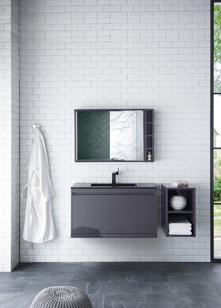 James Martin - Milan 12" Storage Cabinet (Short), Modern Grey Glossy - 803-SC1220-MGG view 2