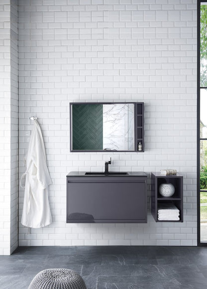 James Martin - Milan 12" Storage Cabinet (Short), Modern Grey Glossy - 803-SC1220-MGG view 2