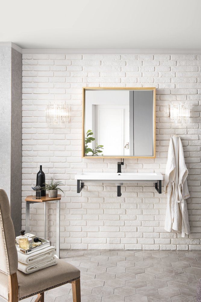 James Martin - Milan 35.4" Square Cube Mirror, Natural Ash - 803-M35.4-NTA view 2