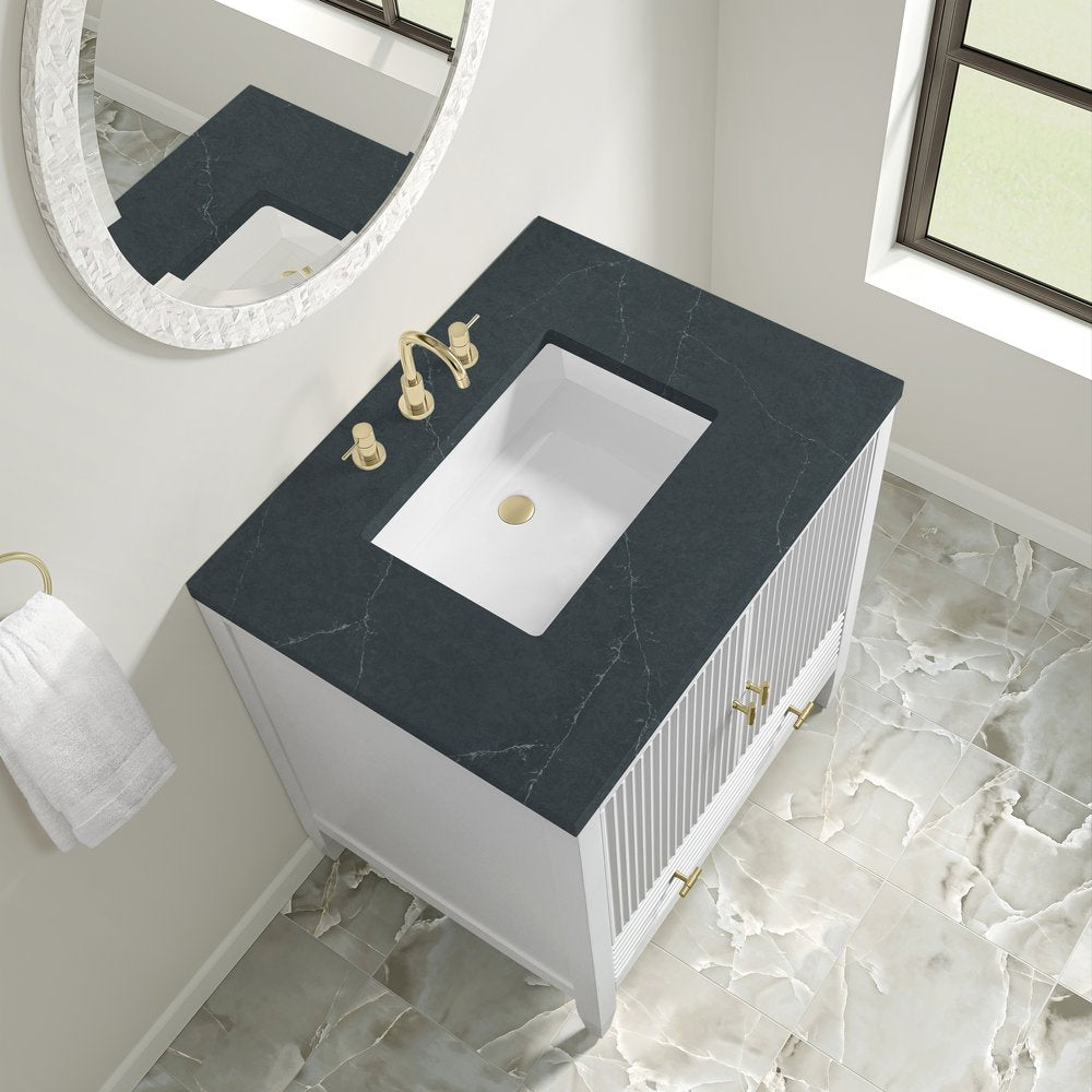James Martin - Myrrin 30" Single Vanity, Bright White w/ 3 CM Charcoal Soapstone Silestone Top - 485-V30-BW-3CSP view 7