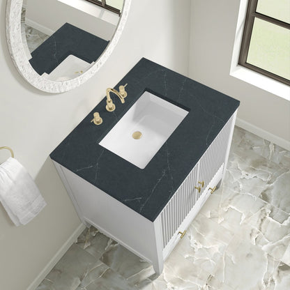 James Martin - Myrrin 30" Single Vanity, Bright White w/ 3 CM Charcoal Soapstone Silestone Top - 485-V30-BW-3CSP view 7