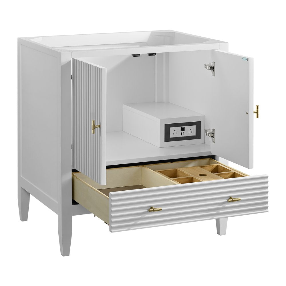 James Martin - Myrrin 30" Single Vanity, Bright White w/ 3 CM Charcoal Soapstone Silestone Top - 485-V30-BW-3CSP view 8