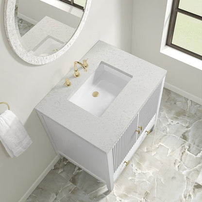 James Martin - Myrrin 30" Single Vanity, Bright White w/ 3 CM Lime Delight Silestone Top - 485-V30-BW-3LDL view 7