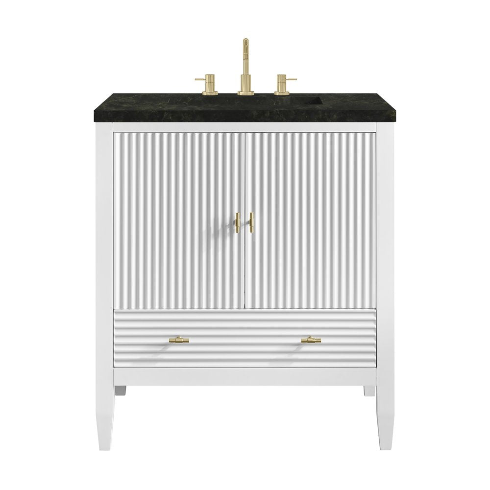 James Martin - Myrrin 30" Single Vanity, Bright White w/ 3 CM Phantome Eclos Top - 485-V30-BW-3PHT view 1