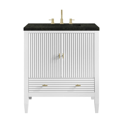 James Martin - Myrrin 30" Single Vanity, Bright White w/ 3 CM Phantome Eclos Top - 485-V30-BW-3PHT view 1