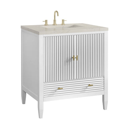 James Martin - Myrrin 30" Single Vanity, Bright White w/ 3 CM Siberian Silestone Top - 485-V30-BW-3SFR view 14