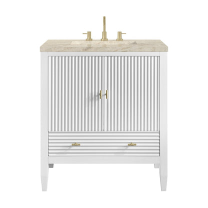 James Martin - Myrrin 30" Single Vanity, Bright White w/ 3 CM Tajnar Eclos Top - 485-V30-BW-3TJR view 1