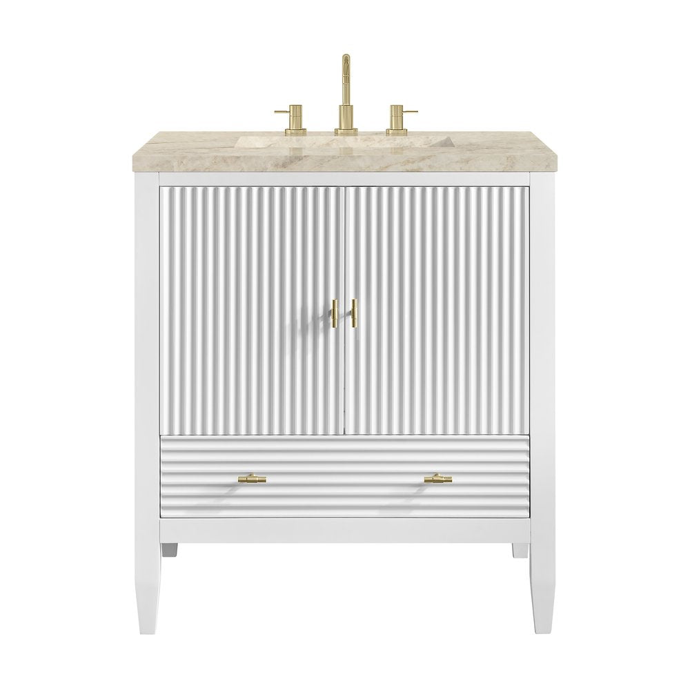 James Martin - Myrrin 30" Single Vanity, Bright White w/ 3 CM Tajnar Eclos Top - 485-V30-BW-3TJR view 2
